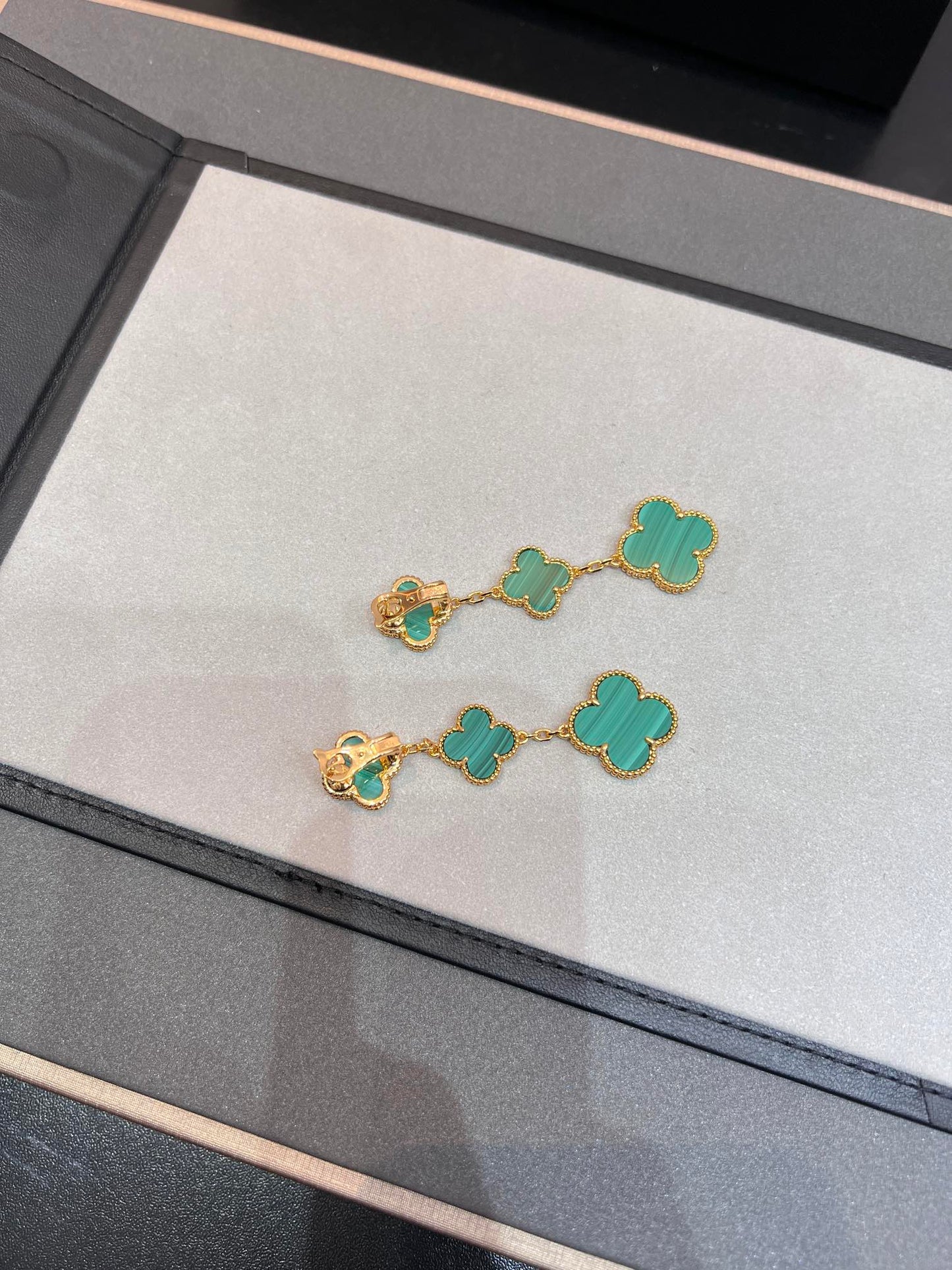 [Am jewelry]CLOVER MALACHITE 3 MOTIFS GOLD