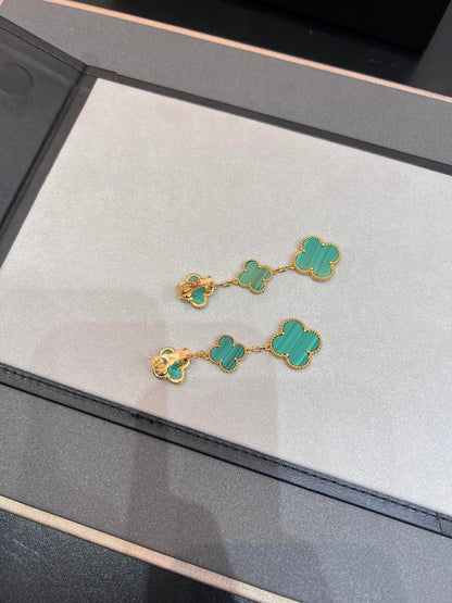 [Am jewelry]CLOVER MALACHITE 3 MOTIFS GOLD