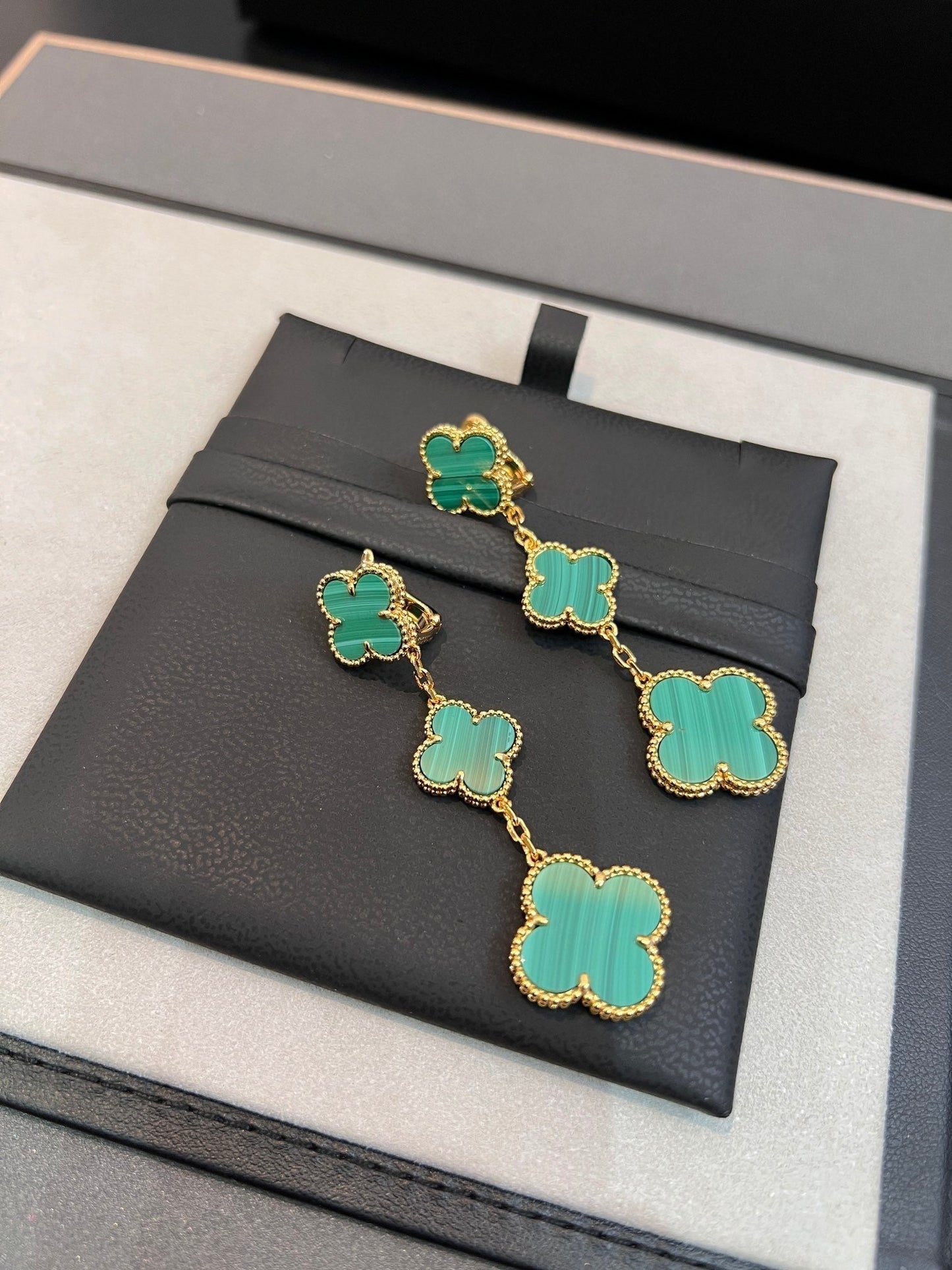 [Am jewelry]CLOVER MALACHITE 3 MOTIFS GOLD