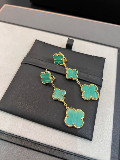 [Am jewelry]CLOVER MALACHITE 3 MOTIFS GOLD