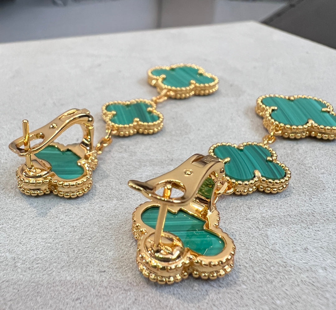 [Am jewelry]CLOVER MALACHITE 3 MOTIFS GOLD