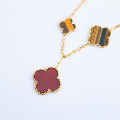 [Am jewelry]CLOVER BRACELET 5 MOTIFS CARNELIAN TIGER EYE