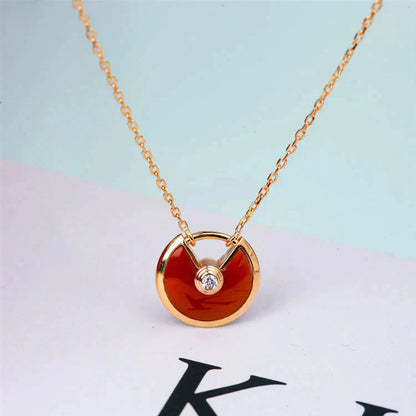 [Am jewelry]AMULETTE GOLD CARNELIAN ONYX NECKLACE
