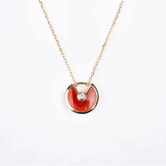 [Am jewelry]AMULETTE GOLD CARNELIAN ONYX NECKLACE