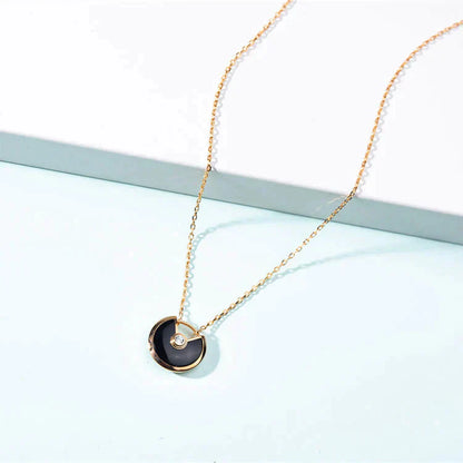 [Am jewelry]AMULETTE GOLD CARNELIAN ONYX NECKLACE