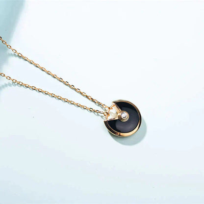 [Am jewelry]AMULETTE GOLD CARNELIAN ONYX NECKLACE