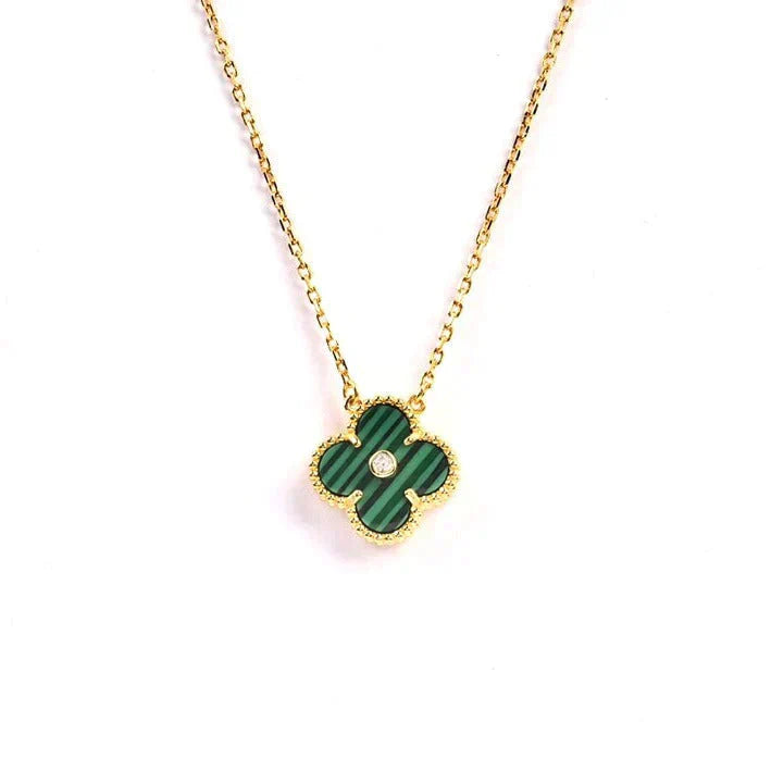 [Am jewelry]CLOVER 15MM DIAMOND TURQUOISE NECKLACE