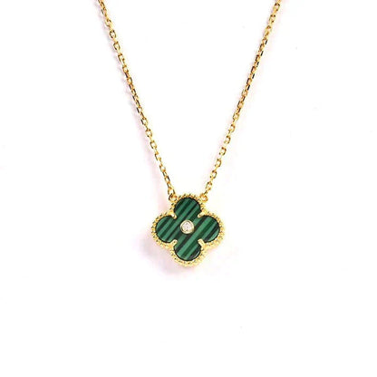 [Am jewelry]CLOVER 15MM DIAMOND TURQUOISE NECKLACE