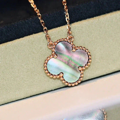 [Am jewelry]CLOVER 15MM  GRAY MOTHER OF PEARL NECKLACE