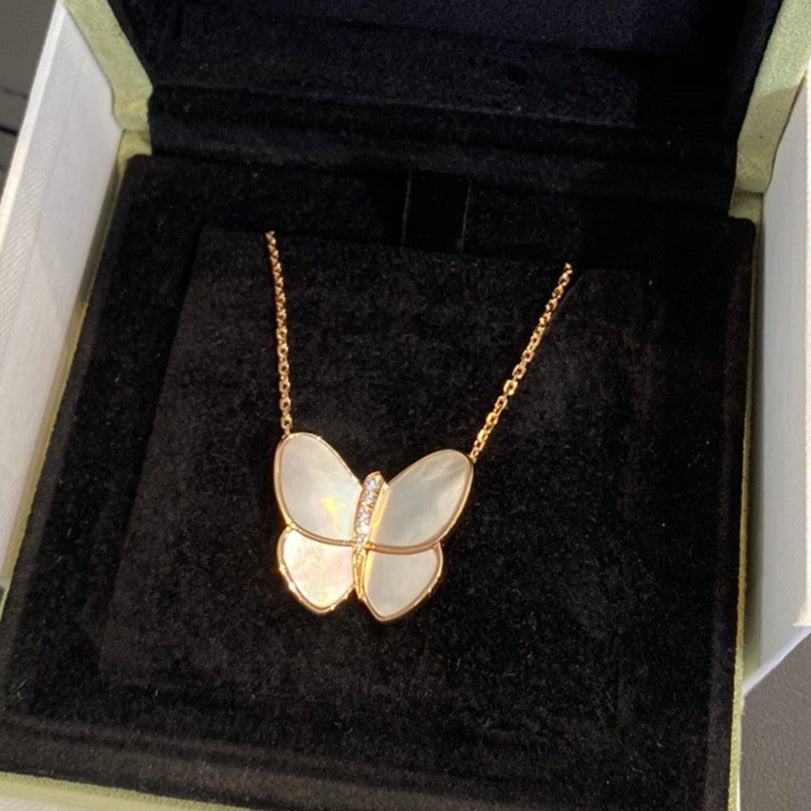[Am jewelry]BUTTERFLY GOLD MOP DIAMOND NECKLACE