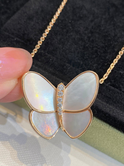 [Am jewelry]BUTTERFLY GOLD MOP DIAMOND NECKLACE