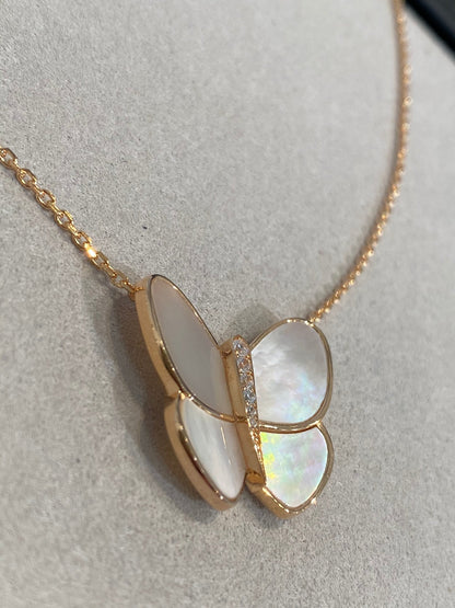 [Am jewelry]BUTTERFLY GOLD MOP DIAMOND NECKLACE