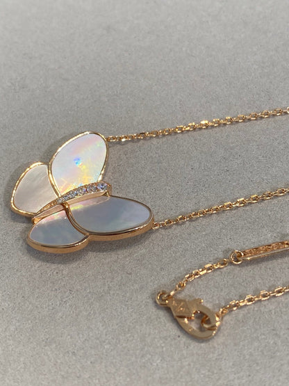 [Am jewelry]BUTTERFLY GOLD MOP DIAMOND NECKLACE