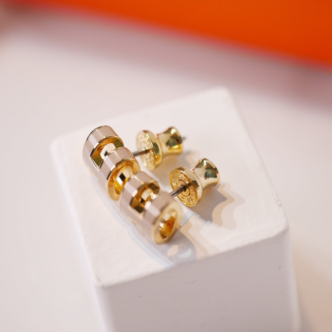 [Am jewelry]MINI POP H GOLD EARRINGS GREY