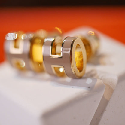 [Am jewelry]MINI POP H GOLD EARRINGS GREY