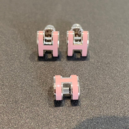 [Am jewelry]MINI POP H SILVER EARRINGS PINK