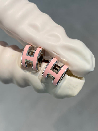 [Am jewelry]MINI POP H SILVER EARRINGS PINK