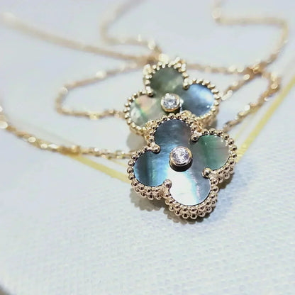 [Am jewelry]CLOVER 15MM DIAMOND AND MOTHER-OF-GREY NECKLACE