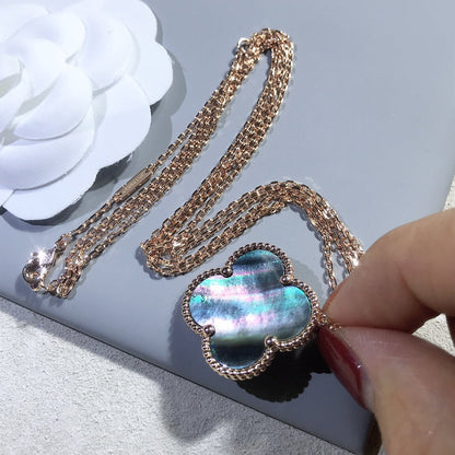 [Am jewelry]CLOVER 25MM GOLD DARK MOP BIG CLOVER NECKLACE