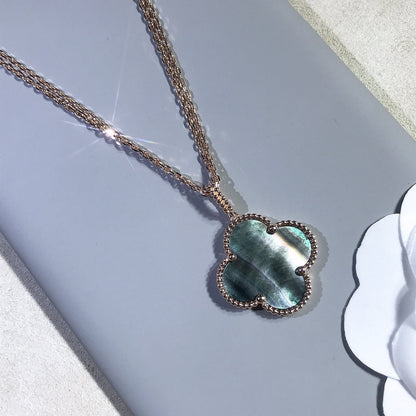 [Am jewelry]CLOVER 25MM GOLD DARK MOP BIG CLOVER NECKLACE
