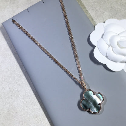 [Am jewelry]CLOVER 25MM GOLD DARK MOP BIG CLOVER NECKLACE