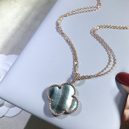 [Am jewelry]CLOVER 25MM GOLD DARK MOP BIG CLOVER NECKLACE