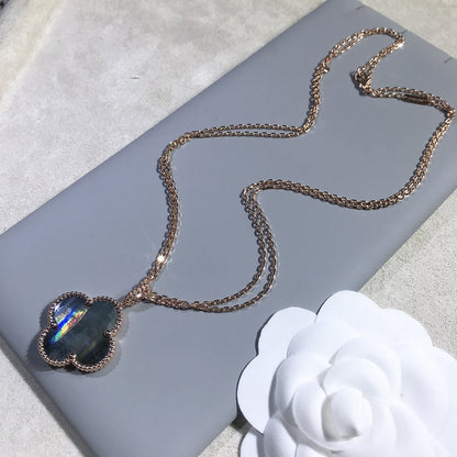 [Am jewelry]CLOVER 25MM GOLD DARK MOP BIG CLOVER NECKLACE