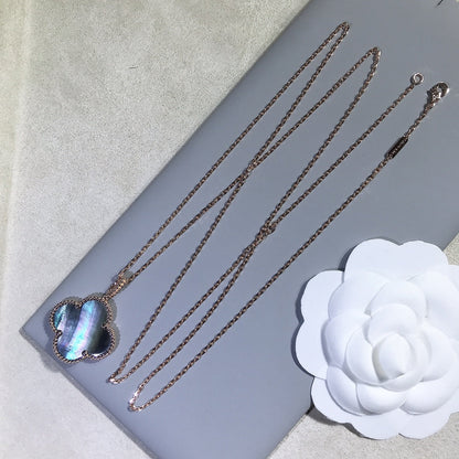 [Am jewelry]CLOVER 25MM GOLD DARK MOP BIG CLOVER NECKLACE