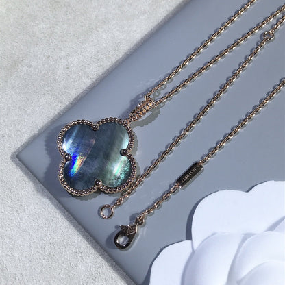 [Am jewelry]CLOVER 25MM GOLD DARK MOP BIG CLOVER NECKLACE