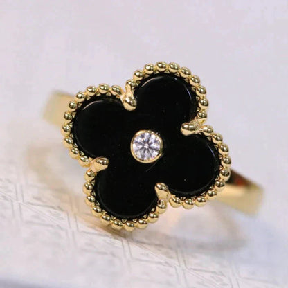 [Am jewelry]CLOVER ONYX RING GOLD DIAMOND