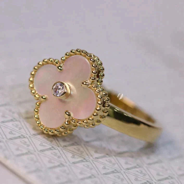 [Am jewelry]CLOVER PINK MOP RING GOLD DIAMOND