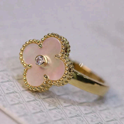 [Am jewelry]CLOVER PINK MOP RING GOLD DIAMOND