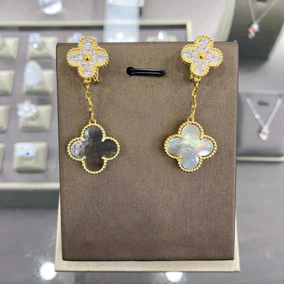 [Am jewelry]CLOVER  2 MOTIFS  DIAMOND  EARRINGS (MULTIPLE CHOICESç´
