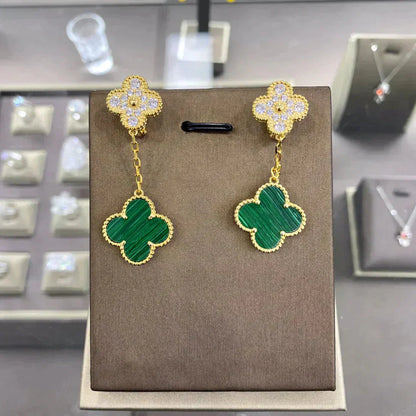 [Am jewelry]CLOVER  2 MOTIFS  DIAMOND  EARRINGS (MULTIPLE CHOICESç´