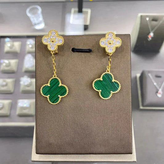 [Am jewelry]CLOVER  2 MOTIFS  DIAMOND  EARRINGS (MULTIPLE CHOICESç´