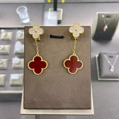 [Am jewelry]CLOVER  2 MOTIFS  DIAMOND  EARRINGS (MULTIPLE CHOICESç´