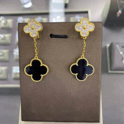 [Am jewelry]CLOVER  2 MOTIFS  DIAMOND  EARRINGS (MULTIPLE CHOICESç´