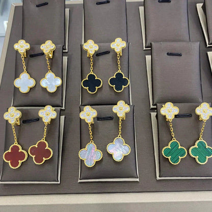 [Am jewelry]CLOVER  2 MOTIFS  DIAMOND  EARRINGS (MULTIPLE CHOICESç´