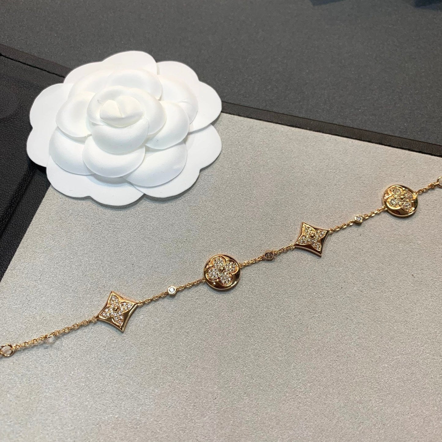 [Am jewelry]STAR AND SUN 4 MOTIFS GOLD DIAMONDS BRACELET