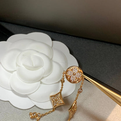 [Am jewelry]STAR AND SUN 4 MOTIFS GOLD DIAMONDS BRACELET