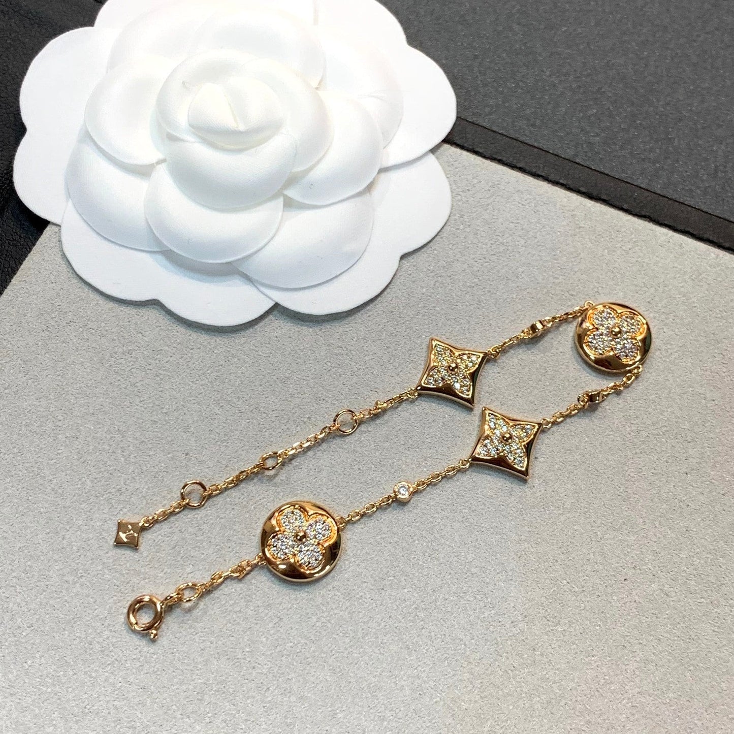 [Am jewelry]STAR AND SUN 4 MOTIFS GOLD DIAMONDS BRACELET