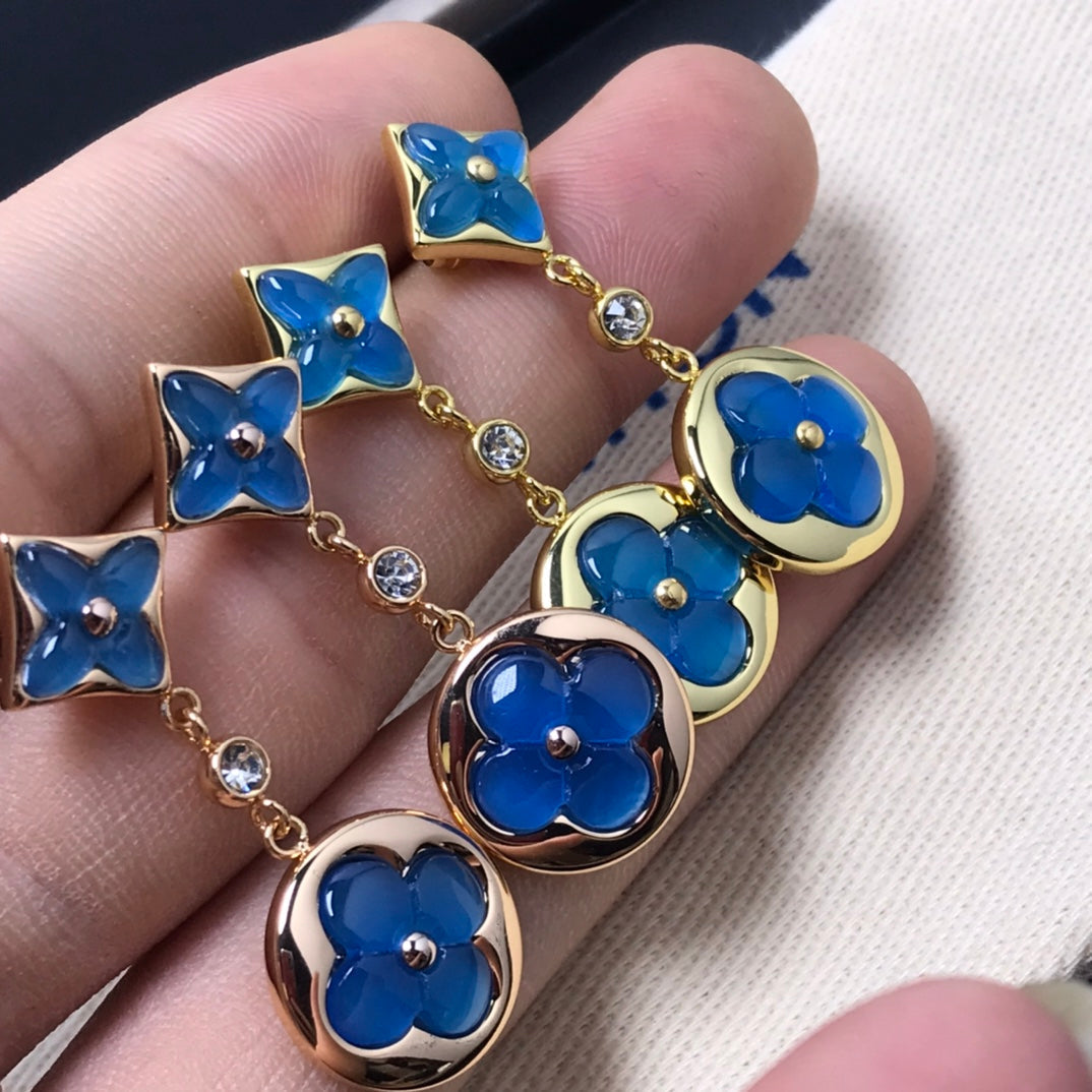 [Am jewelry]STAR AND SUN AGATE DIAMOND EARRINGS