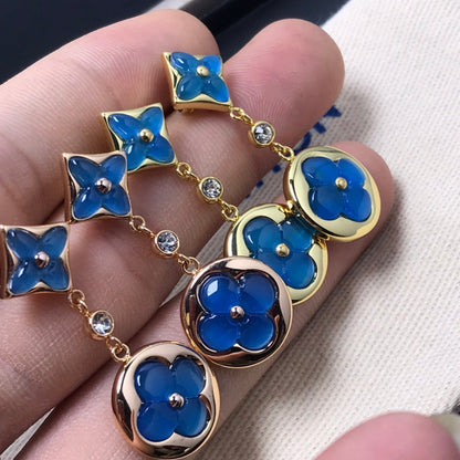 [Am jewelry]STAR AND SUN AGATE DIAMOND EARRINGS