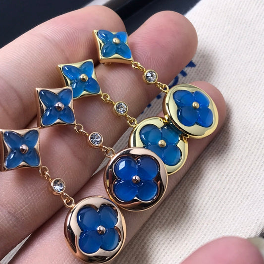 [Am jewelry]STAR AND SUN AGATE DIAMOND EARRINGS
