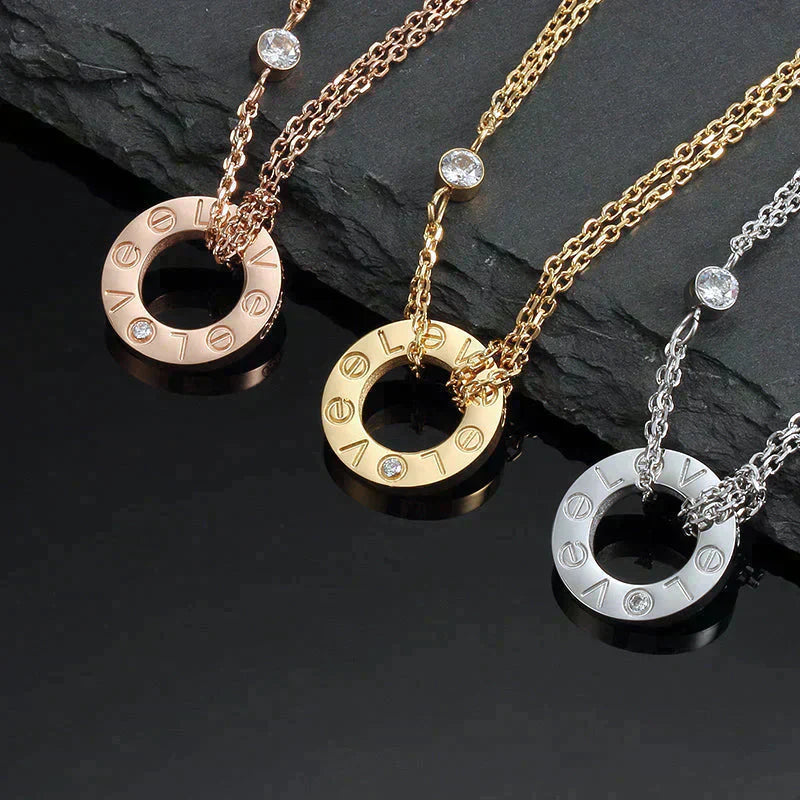 [Am jewelry]LOVE NECKLACE 16MM 2 DIAMONDS