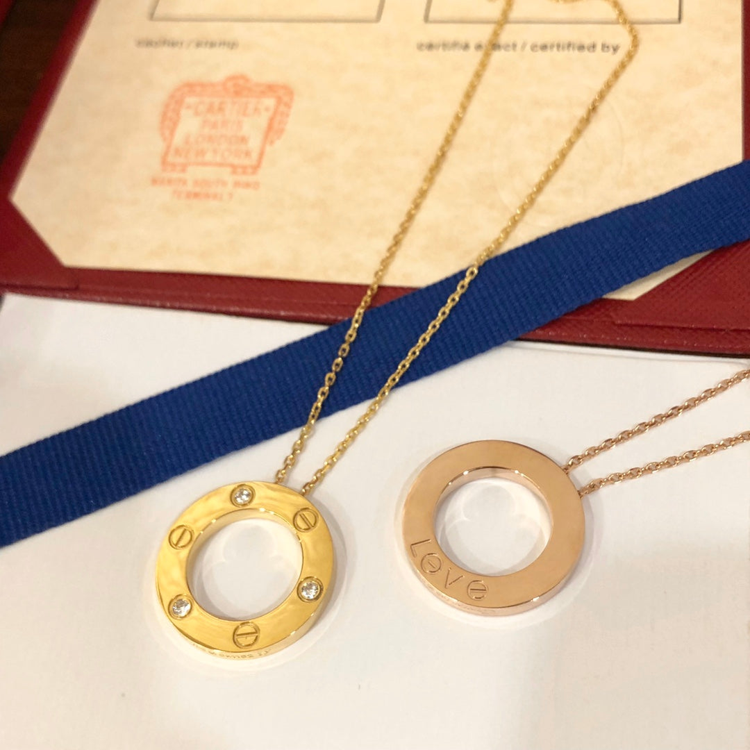 [Am jewelry]LOVE NECKLACE 16MM 3 DIAMONDS
