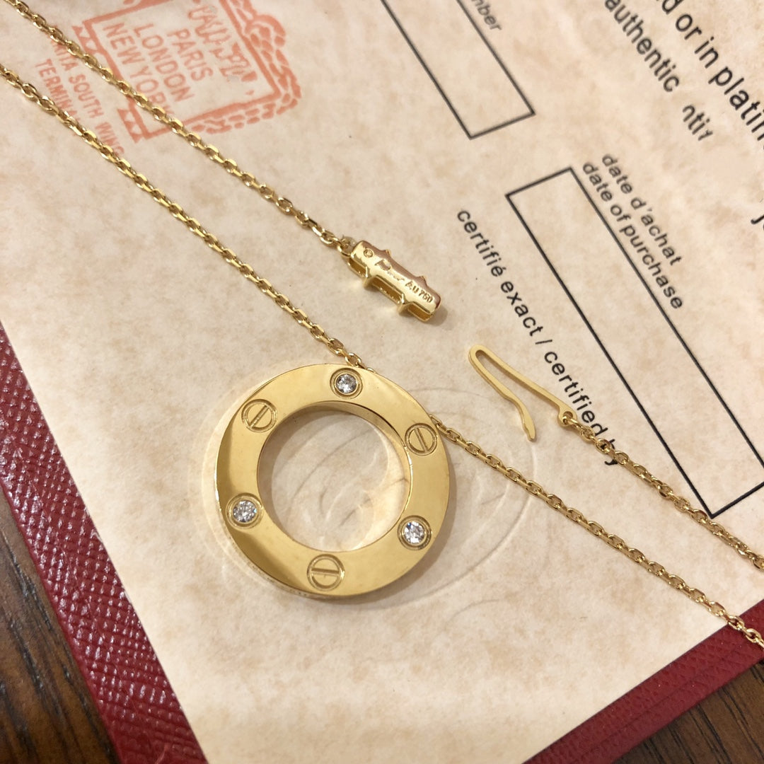 [Am jewelry]LOVE NECKLACE 16MM 3 DIAMONDS