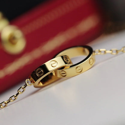 [Am jewelry]LOVE NECKLACE DOUBLE RING GOLD