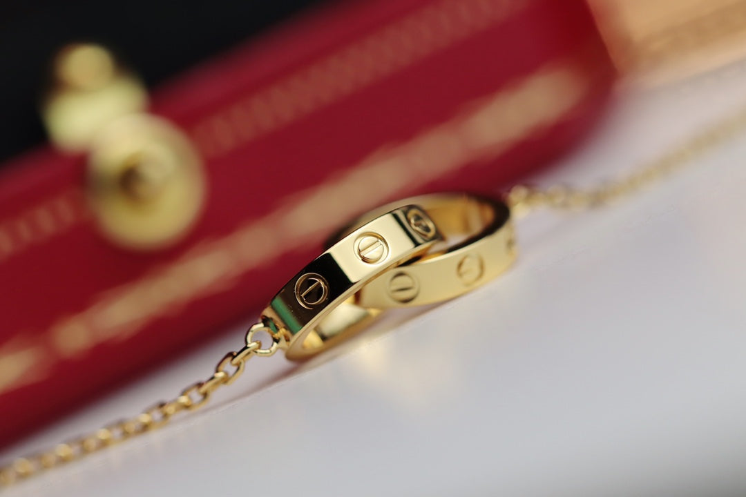 [Am jewelry]LOVE NECKLACE DOUBLE RING GOLD