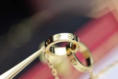 [Am jewelry]LOVE NECKLACE DOUBLE RING GOLD